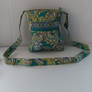 Vera Bradley Peacock Teal and Yellow Paisley Crossbody Bag